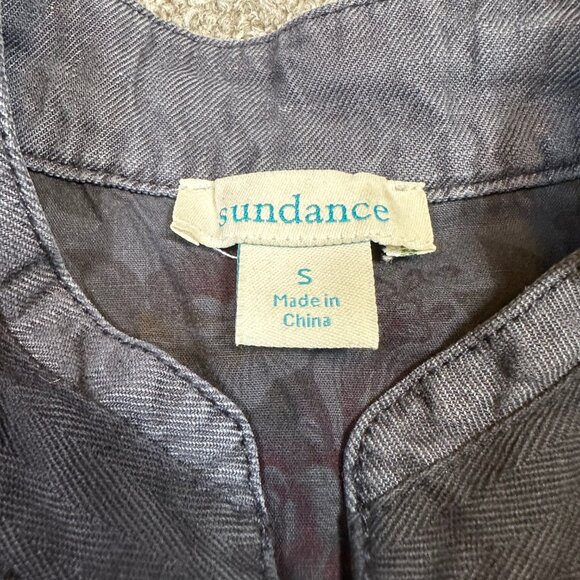 Sundance Laurel Legends Blue Grey Linen Peplum Ruffle Military Jacket Small - Picture 2 of 6